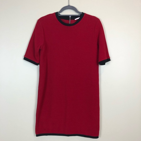 Zara Red Textured Knit Shift Dress - Picture 4 of 8